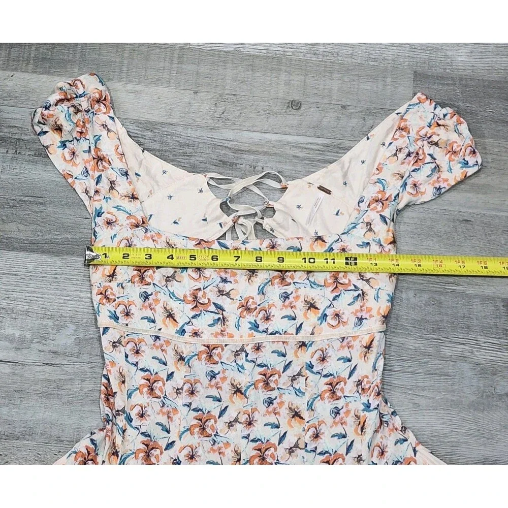 Free People Ponderosa Open Back Peach Combo Mini Dress Sizes Small